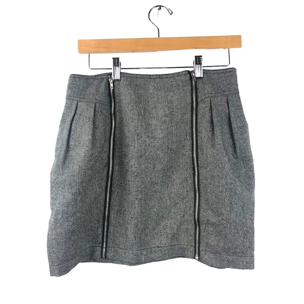 SILENCE + NOISE Tweed Double Zip Mini Skirt Womens 6